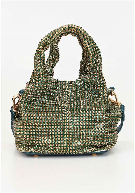 Emerald green handbag for women studded with rhinestones and logo LOVE MOSCHINO | JC4044PP1LLP181A